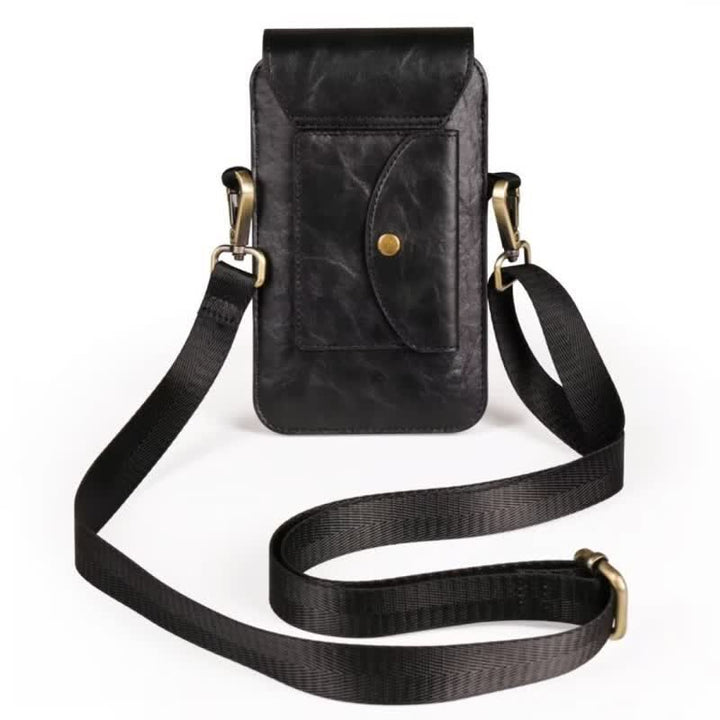 Bolso bandolera de cuero con funda para teléfono