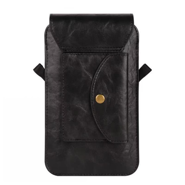 Bolso bandolera de cuero con funda para teléfono