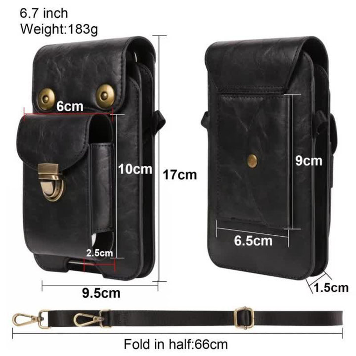 Bolso bandolera de cuero con funda para teléfono