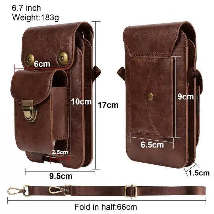Bolso bandolera de cuero con funda para teléfono