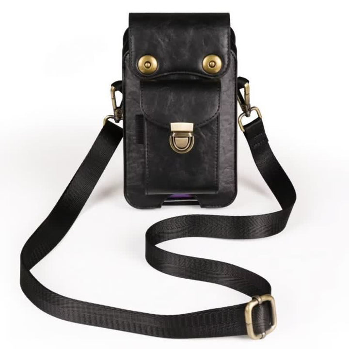 Bolso bandolera de cuero con funda para teléfono
