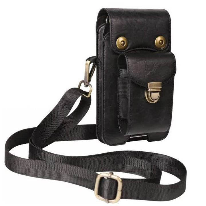 Bolso bandolera de cuero con funda para teléfono