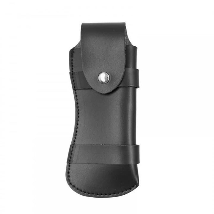 Funda de cuero para cuchillo plegable de senderismo.