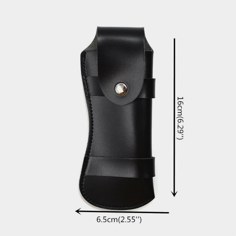 Funda de cuero para cuchillo plegable de senderismo.