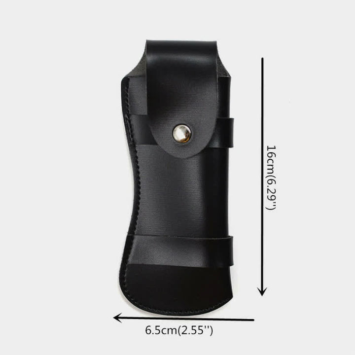 Funda de cuero para cuchillo plegable de senderismo.