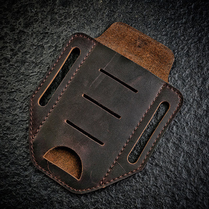 Funda de cuero para cinturón con funda para linterna multiherramienta