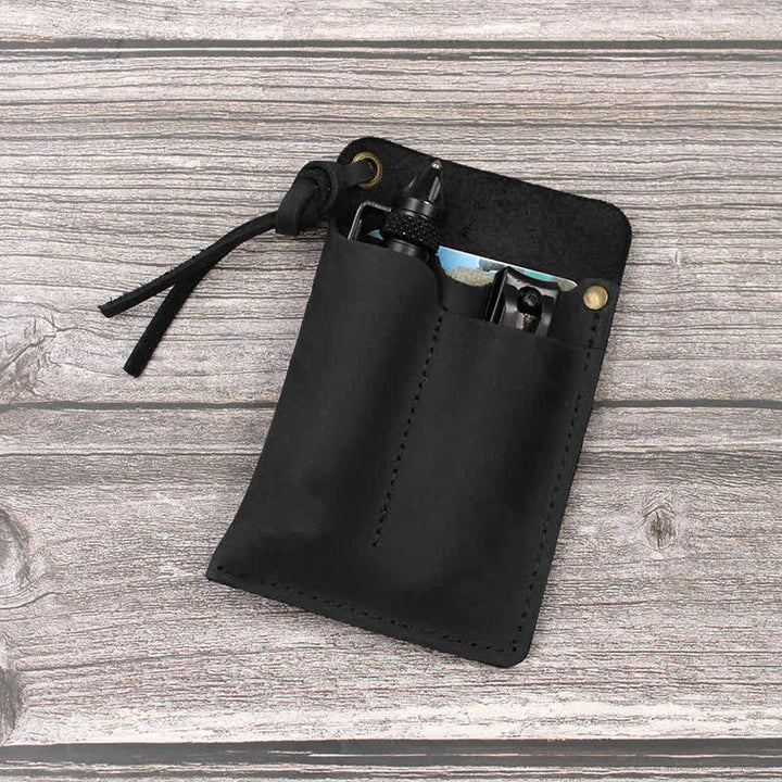 Bolso de cuero EDC con cinturón, práctico y portátil para llevar al aire libre