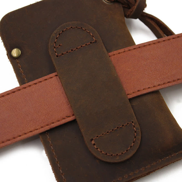 Bolso de cuero EDC con cinturón, práctico y portátil para llevar al aire libre