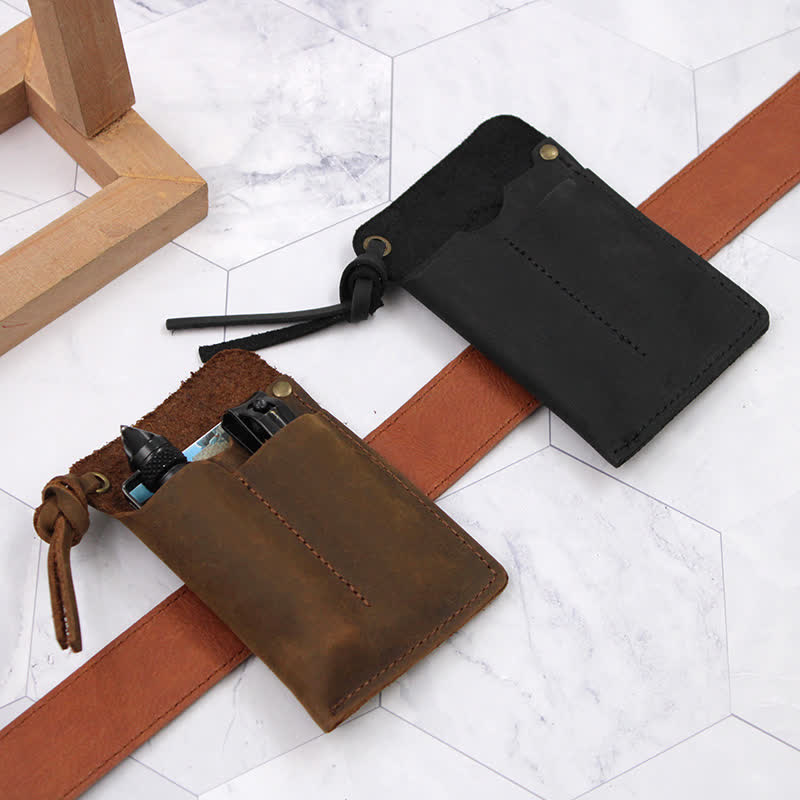 Bolso de cuero EDC con cinturón, práctico y portátil para llevar al aire libre