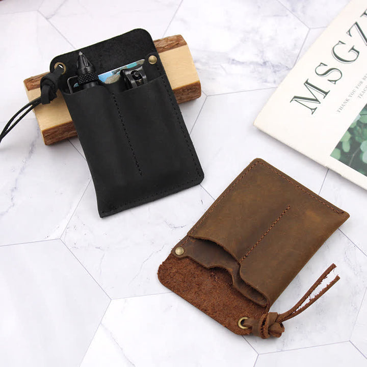 Bolso de cuero EDC con cinturón, práctico y portátil para llevar al aire libre