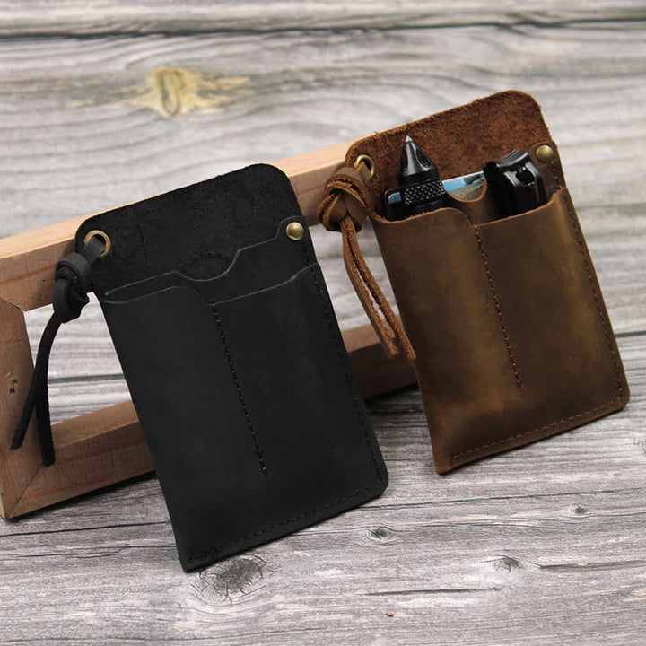 Bolso de cuero EDC con cinturón, práctico y portátil para llevar al aire libre