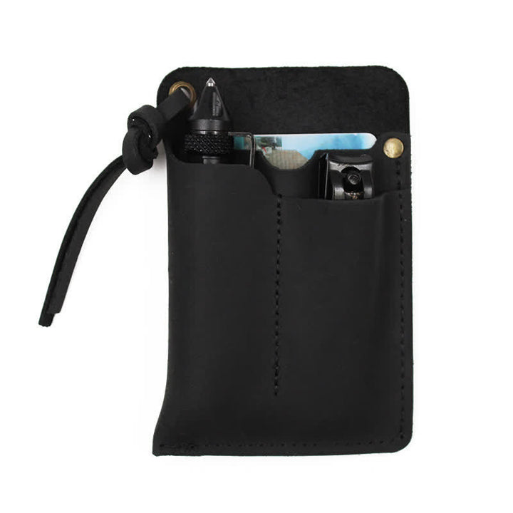 Bolso de cuero EDC con cinturón, práctico y portátil para llevar al aire libre