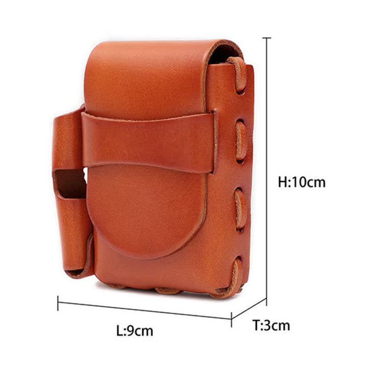 Estuche protector para cigarrillos, soporte para encendedor, bolso de cuero para cinturón