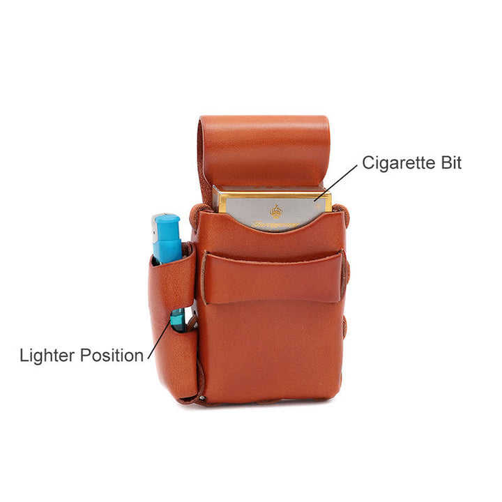 Estuche protector para cigarrillos, soporte para encendedor, bolso de cuero para cinturón