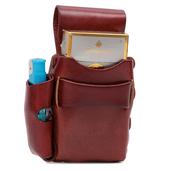 Estuche protector para cigarrillos, soporte para encendedor, bolso de cuero para cinturón