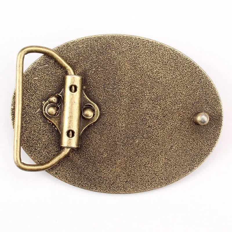 Cinturón de cuero con hebilla de jabalí para hombre, hecho a mano