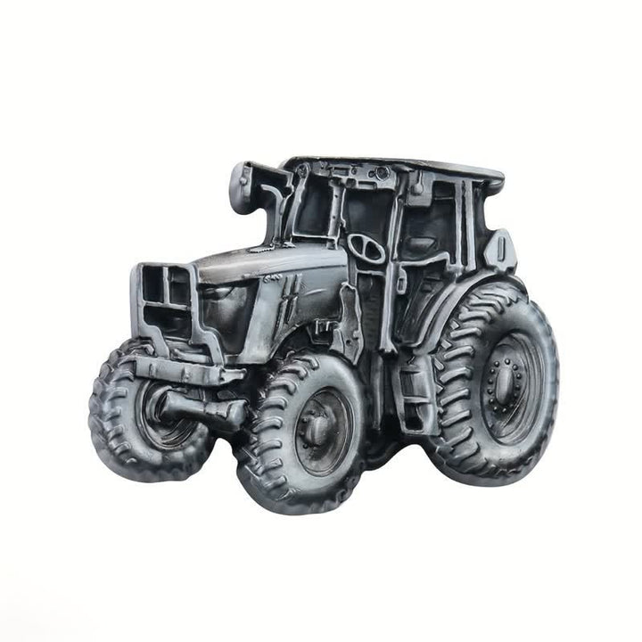 Cinturón de cuero con hebilla de tractor campestre para hombre, hecho a mano
