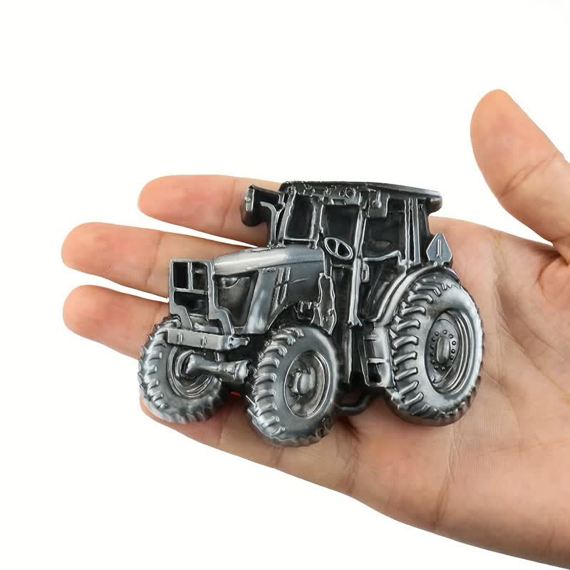Cinturón de cuero con hebilla de tractor campestre para hombre, hecho a mano