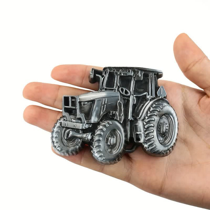 Cinturón de cuero con hebilla de tractor campestre para hombre, hecho a mano