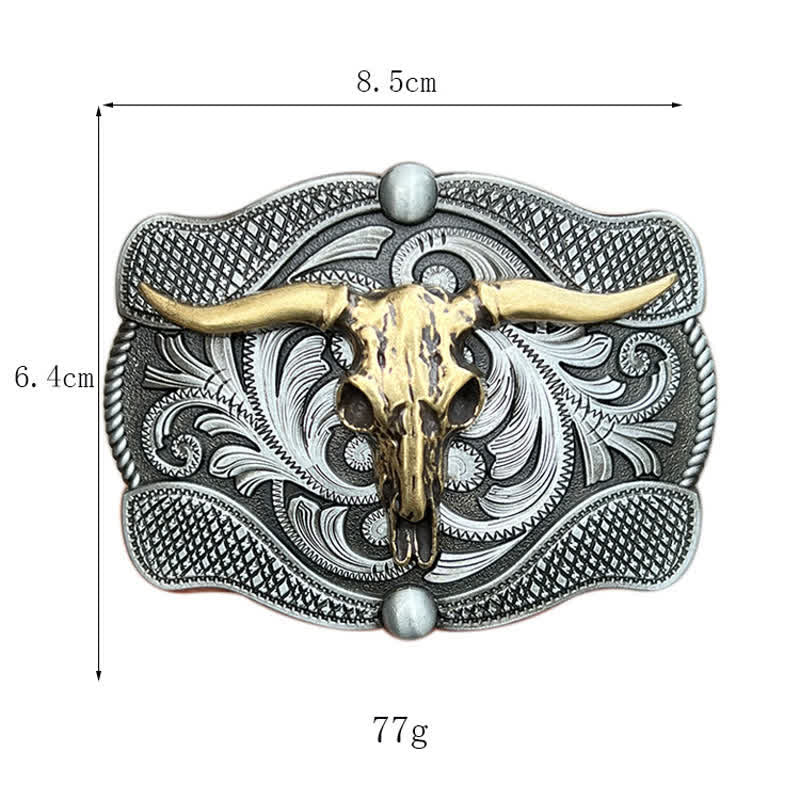 Cinturón de cuero con hebilla de toro Longhorn de Texas para hombre, hecho a mano