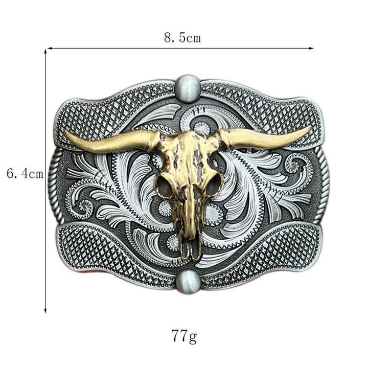 Cinturón de cuero con hebilla de toro Longhorn de Texas para hombre, hecho a mano