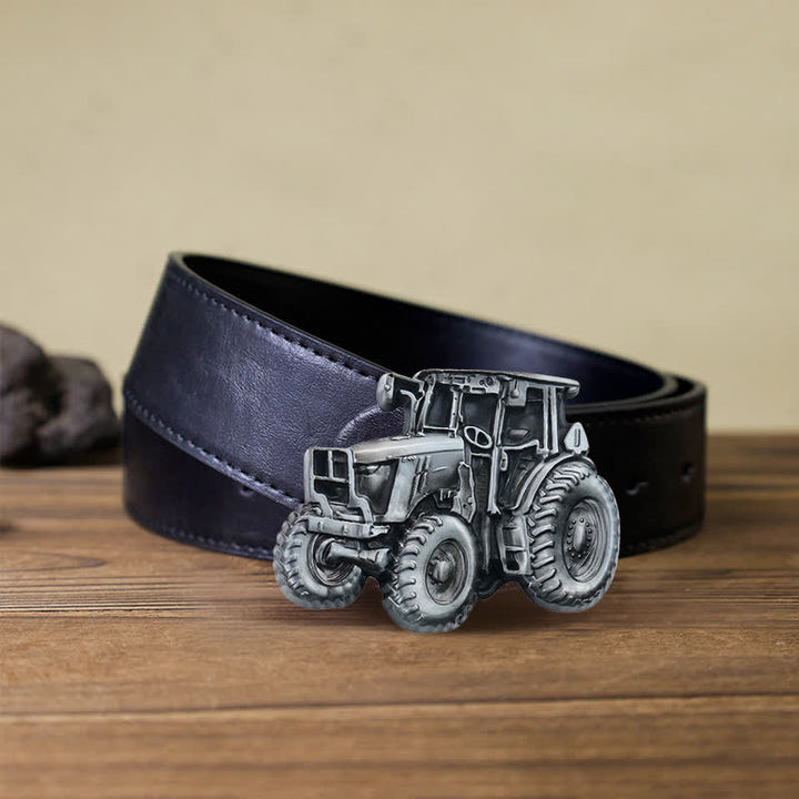 Cinturón de cuero con hebilla de tractor campestre para hombre, hecho a mano