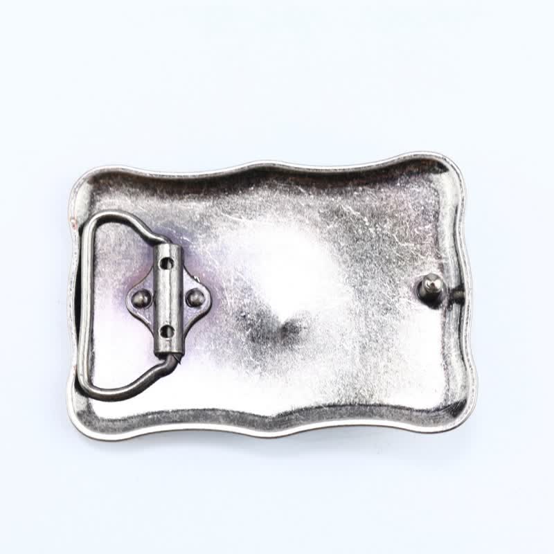 Cinturón de cuero con hebilla de piedra turquesa rectangular para hombre hecho a mano