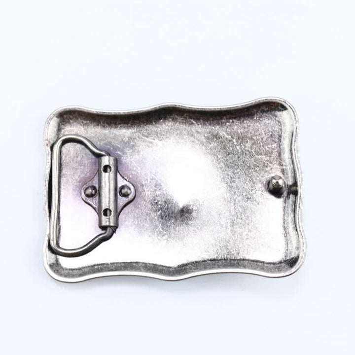 Cinturón de cuero con hebilla de piedra turquesa rectangular para hombre hecho a mano
