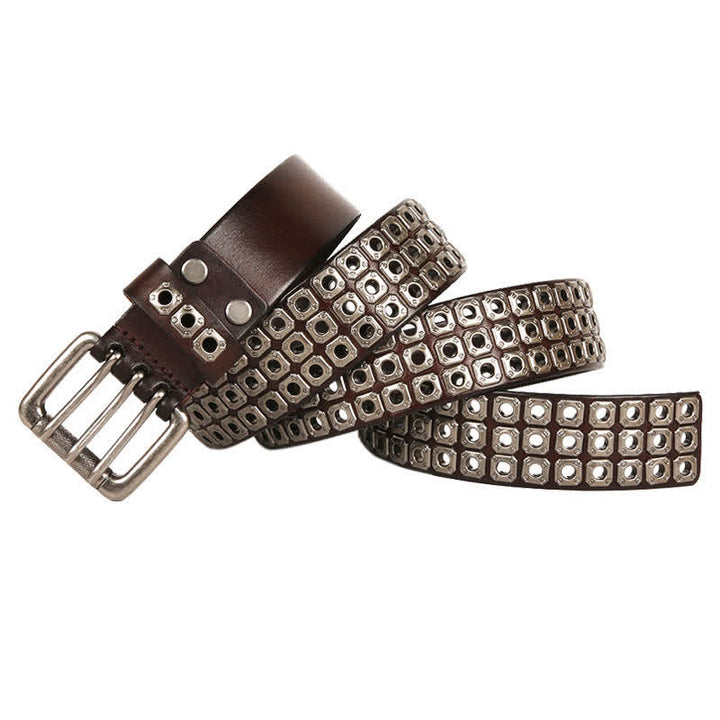 Cinturón de cuero con remaches cuadrados estilo punk rock y heavy metal