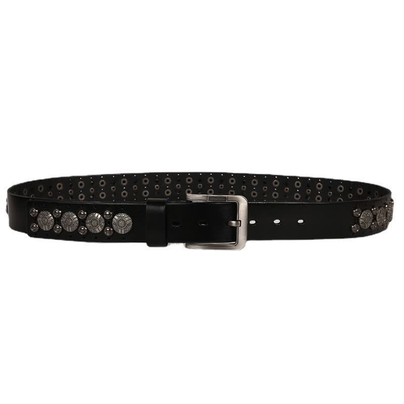 Cinturón de cuero con remaches de metal pesado para jeans de motocicleta