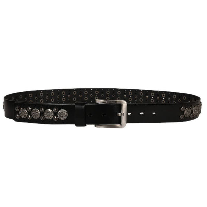 Cinturón de cuero con remaches de metal pesado para jeans de motocicleta