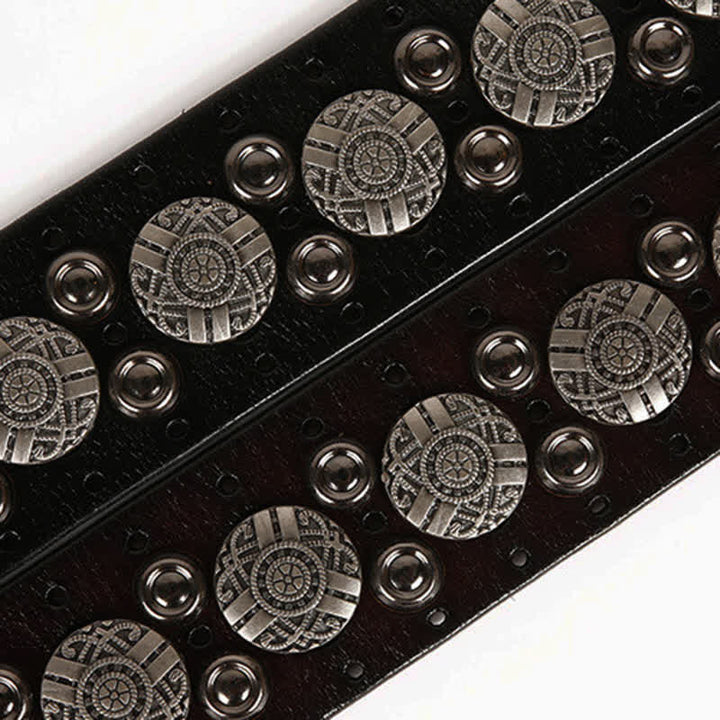 Cinturón de cuero con remaches de metal pesado para jeans de motocicleta