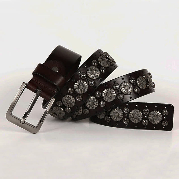 Cinturón de cuero con remaches de metal pesado para jeans de motocicleta