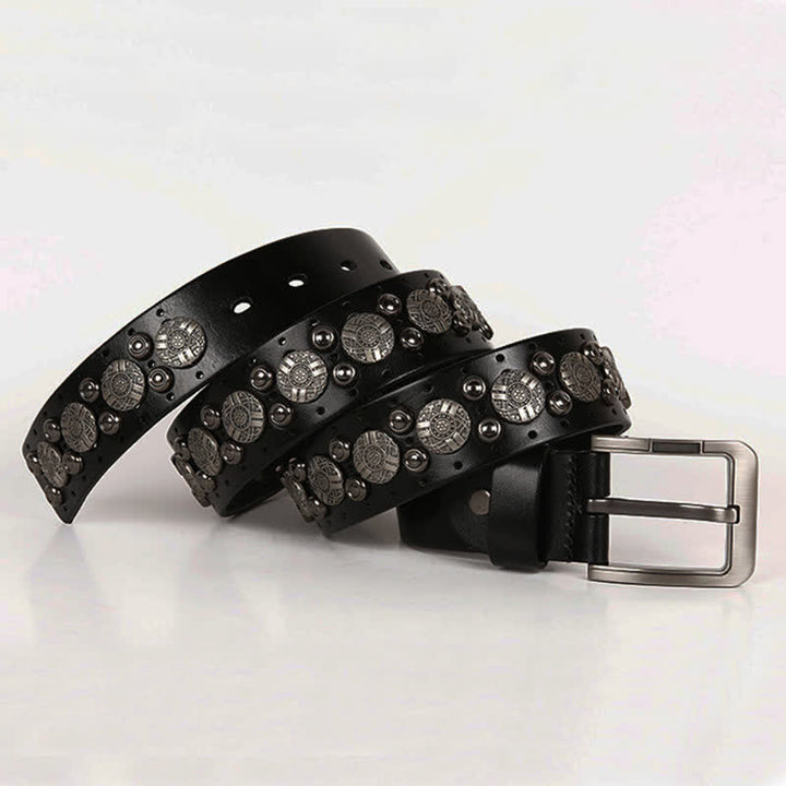 Cinturón de cuero con remaches de metal pesado para jeans de motocicleta