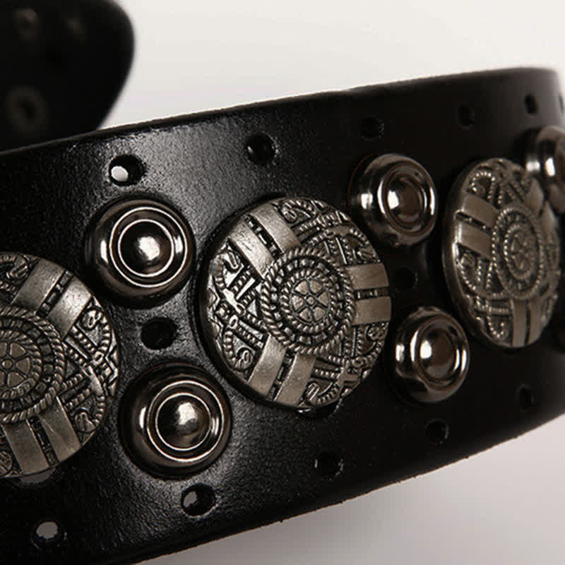 Cinturón de cuero con remaches de metal pesado para jeans de motocicleta