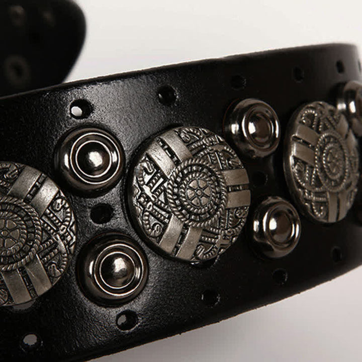 Cinturón de cuero con remaches de metal pesado para jeans de motocicleta
