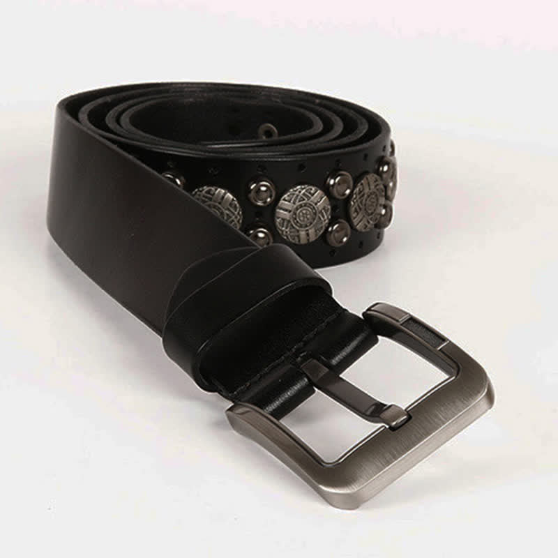 Cinturón de cuero con remaches de metal pesado para jeans de motocicleta
