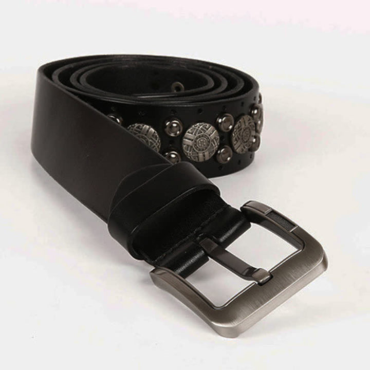 Cinturón de cuero con remaches de metal pesado para jeans de motocicleta