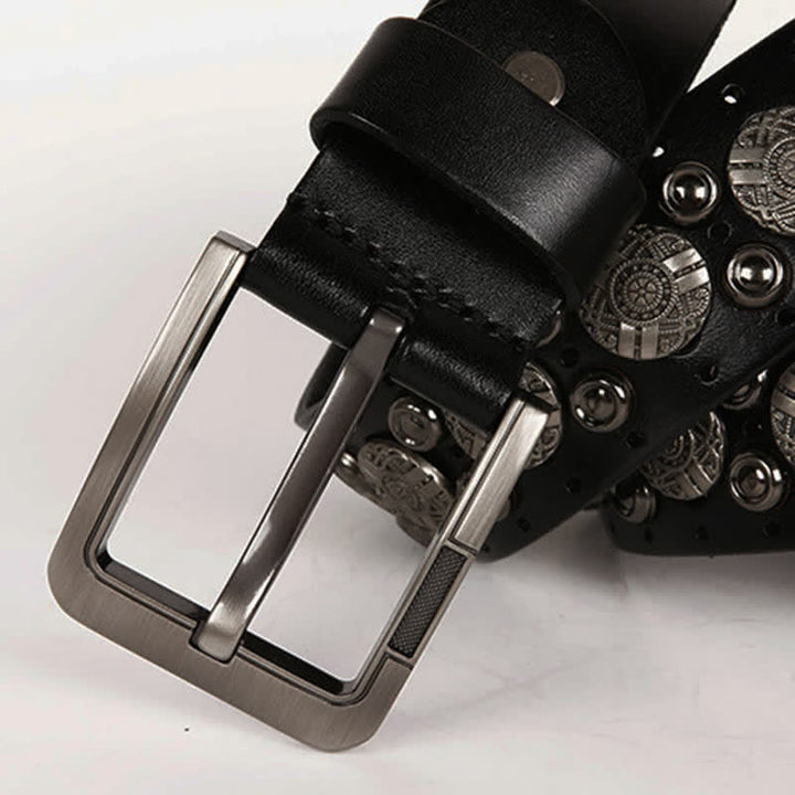 Cinturón de cuero con remaches de metal pesado para jeans de motocicleta