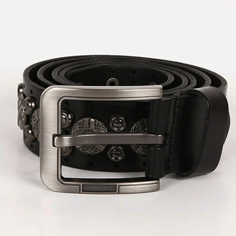 Cinturón de cuero con remaches de metal pesado para jeans de motocicleta