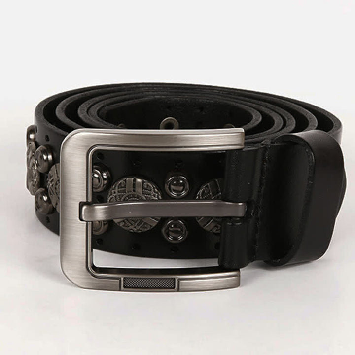 Cinturón de cuero con remaches de metal pesado para jeans de motocicleta