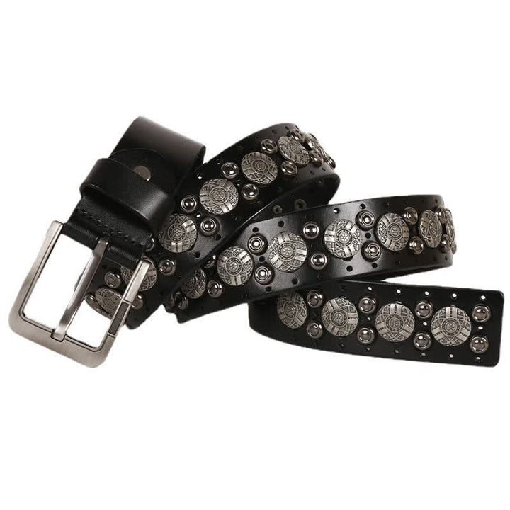 Cinturón de cuero con remaches de metal pesado para jeans de motocicleta