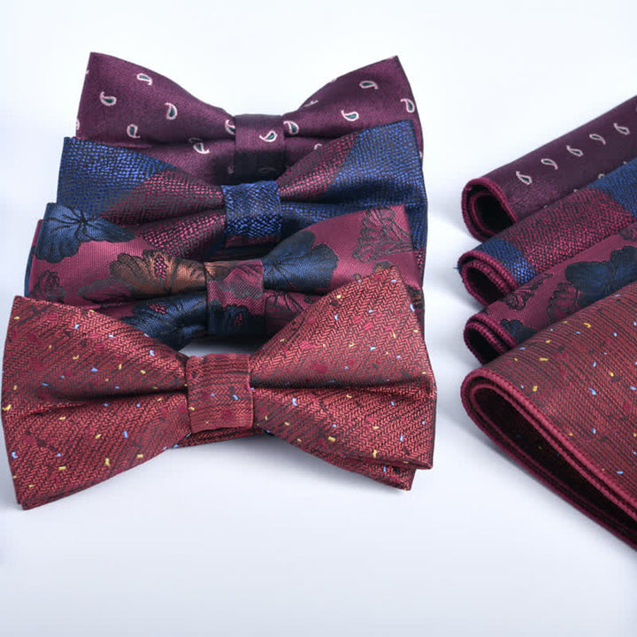 Conjunto de 2 pajaritas formales de negocios color burdeos para hombre