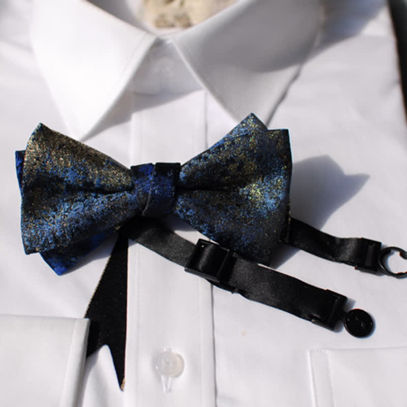 Pajarita retro azul marino real y negra para hombre