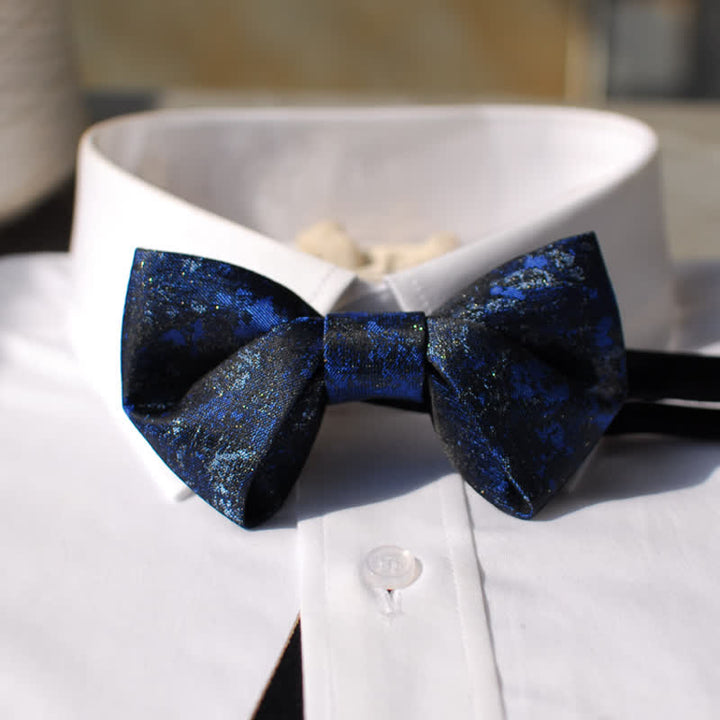 Pajarita retro azul marino real y negra para hombre