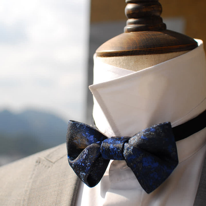 Pajarita retro azul marino real y negra para hombre
