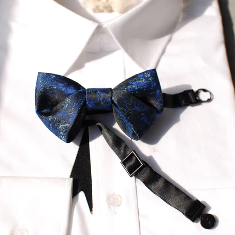 Pajarita retro azul marino real y negra para hombre