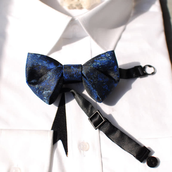 Pajarita retro azul marino real y negra para hombre