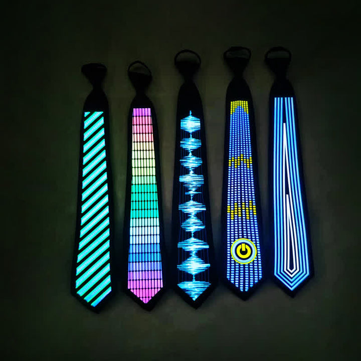 Corbata LED que brilla en la oscuridad con control de voz para fiestas