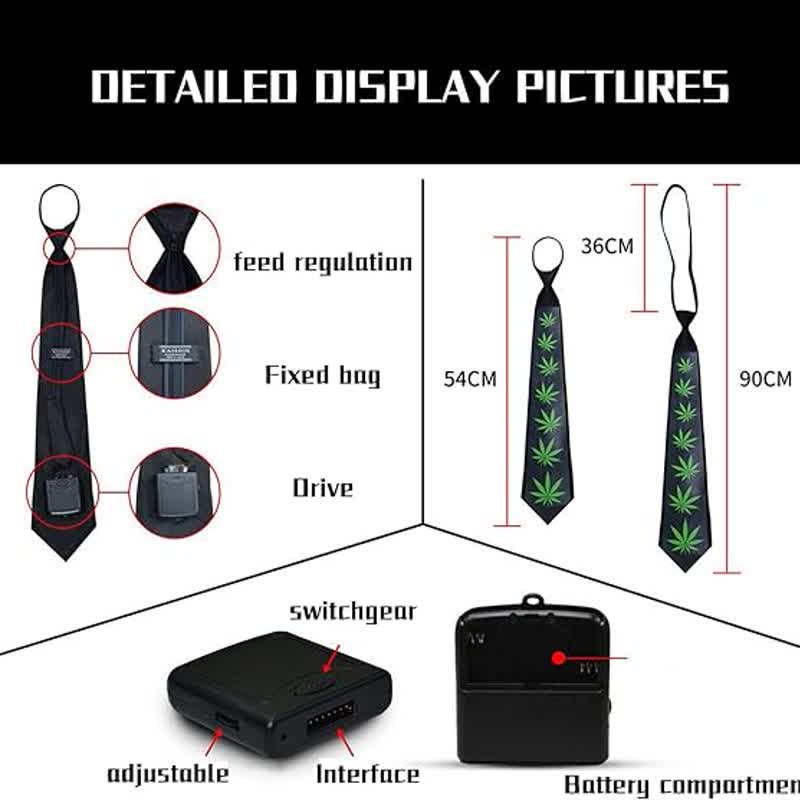 Corbata LED que brilla en la oscuridad con control de voz para fiestas